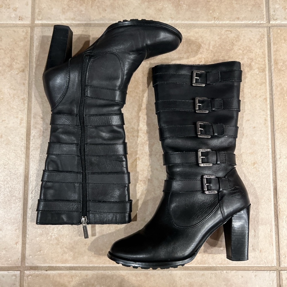 Harley Davidson Black Buckle Strap Boots